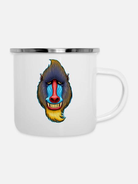 Mandrill Design - Emaille-Tasse - Weiß