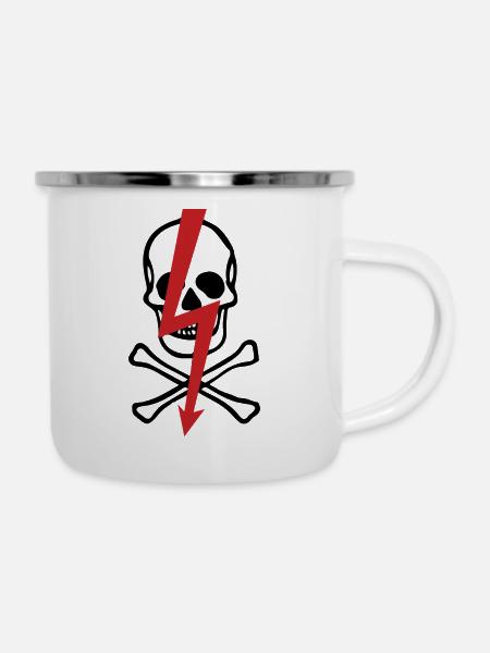 Elektrischer Schädel - Emaille-Tasse - Weiß