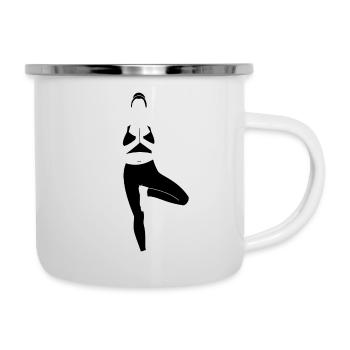 Yoga Tree Pose, Black - Camper Mug - white - Right