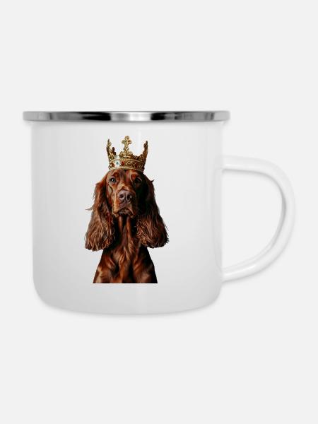 Irish Setter - Emaille-Tasse - Weiß