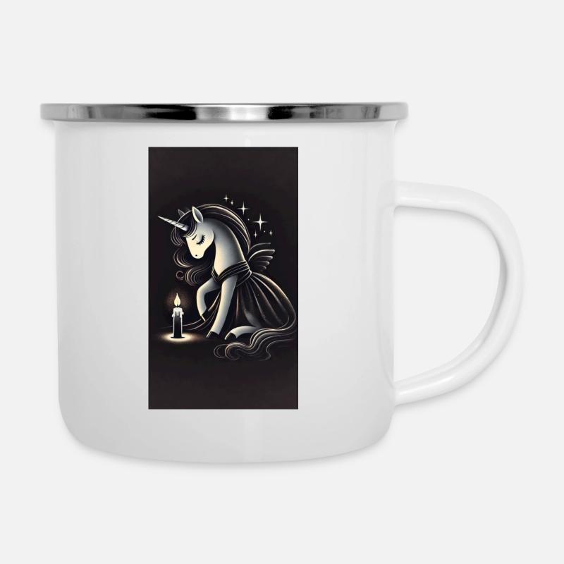 Trauer Einhorn - Emaille-Tasse - Weiß