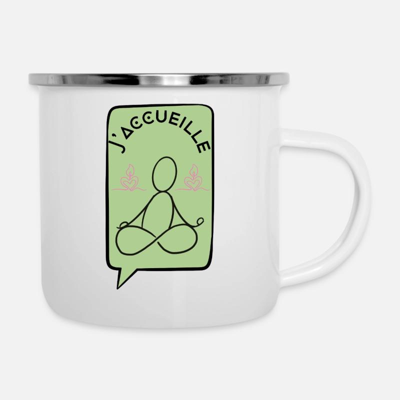 J'acceuille - Tasse émaillée - blanc