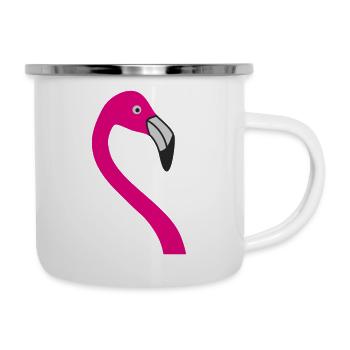 Flamingo Neon Pink Silhouette - Camper Mug - white - Right