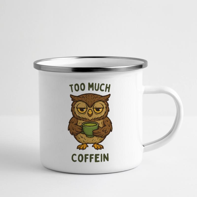Nickernde Eule mit Kaffeebecher Emaille-Tasse