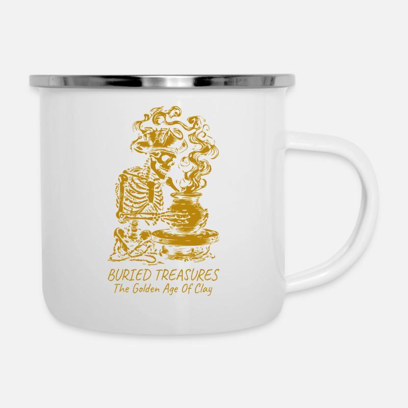 Trésors du squelette en argile dorée - Tasse émaillée - blanc
