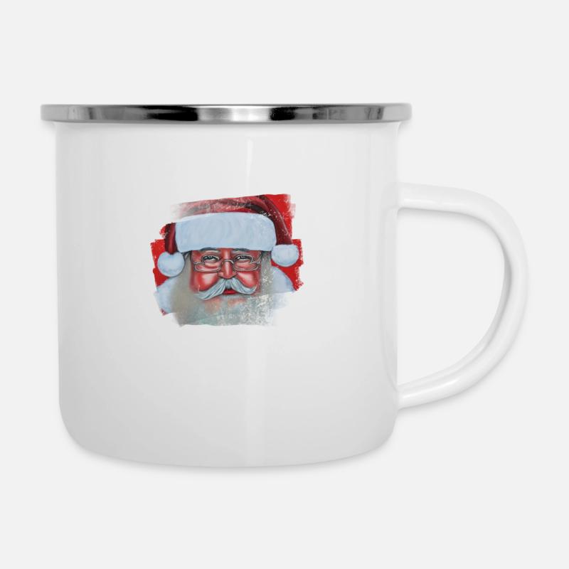 Weihnachtsmann - Emaille-Tasse - Weiß