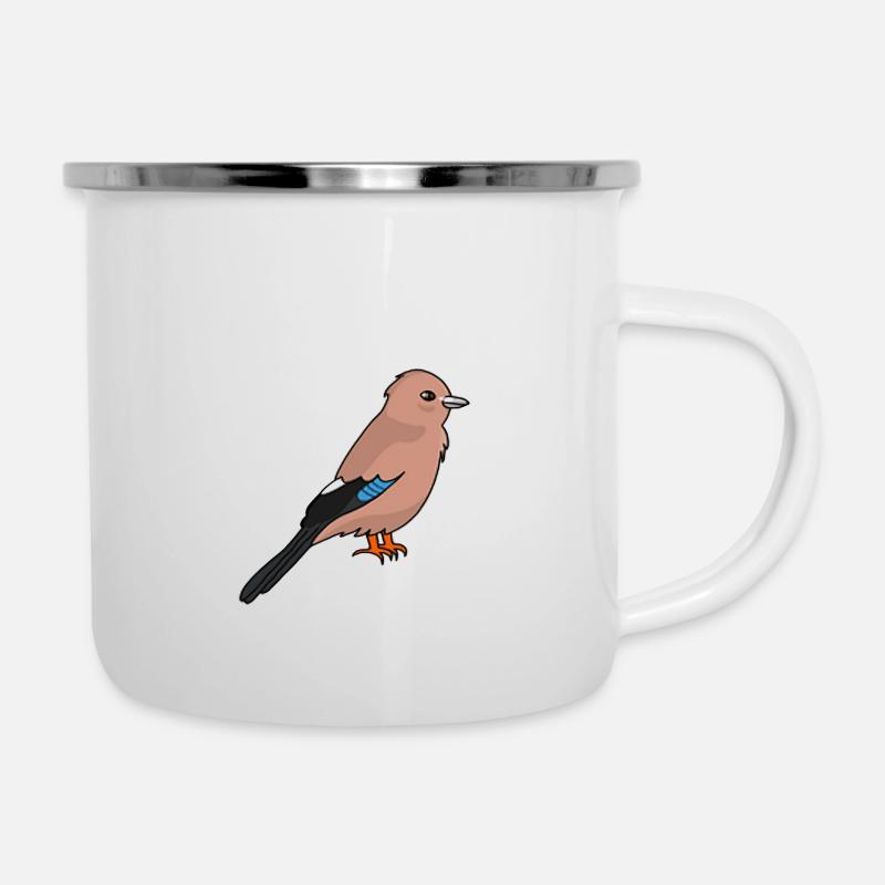 Eichelhäher - Emaille-Tasse - Weiß