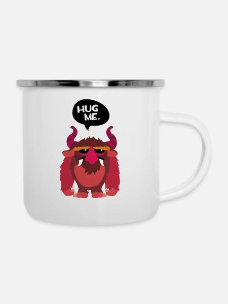 hug me Monster - Emaille-Tasse - Weiß