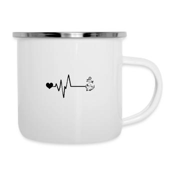 Anker Tattoo Puls Liebe - Emaille-Tasse - Weiß - Rechts