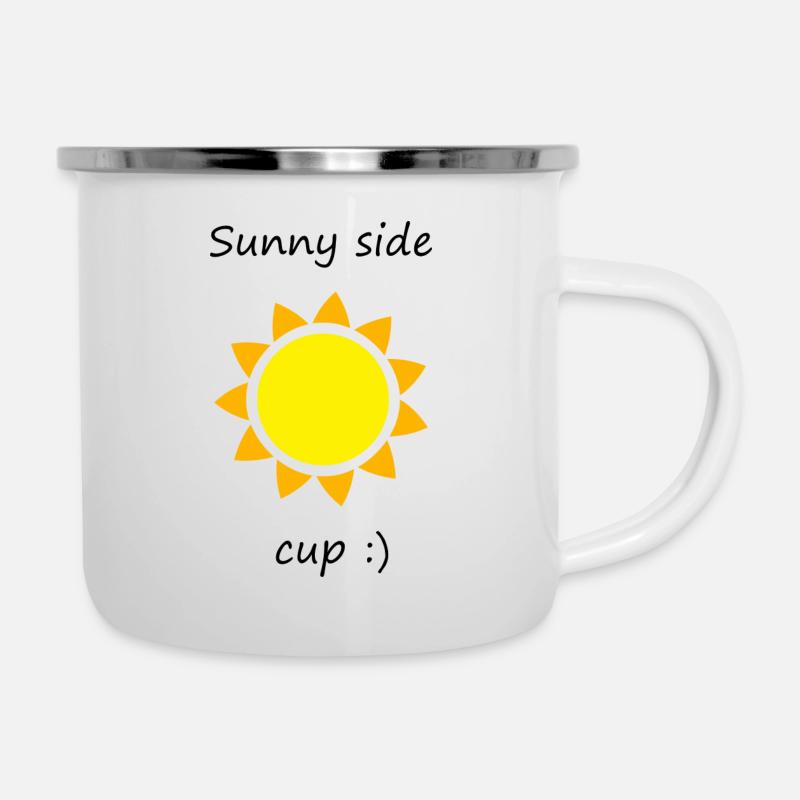 Sunny Side Cup ☀️ - Emaille-Tasse - Weiß