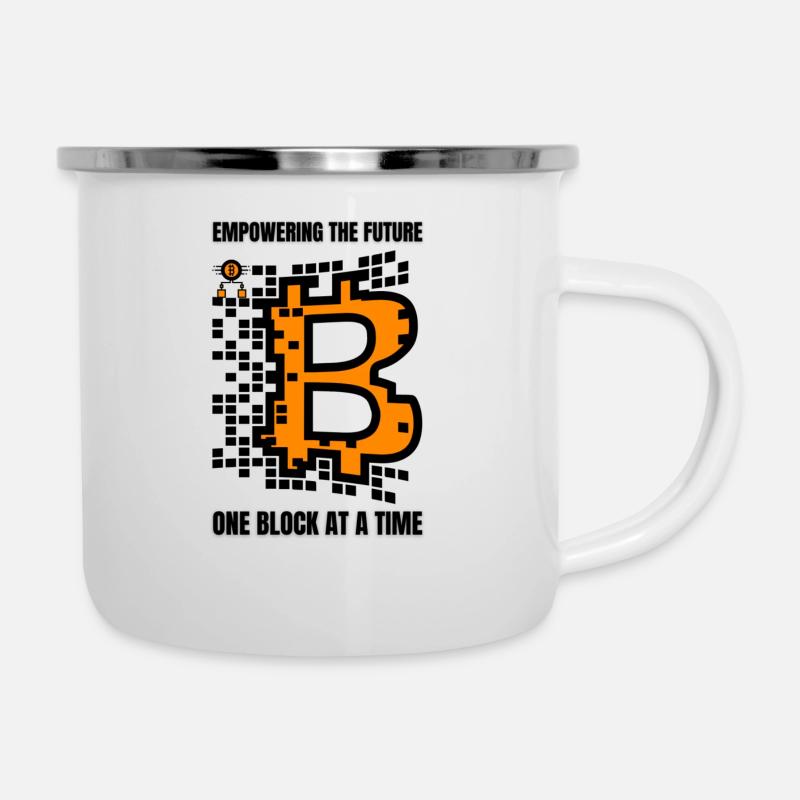 Bitcoin Blockchain Geld Geschenk Geschenkidee - Emaille-Tasse - Weiß