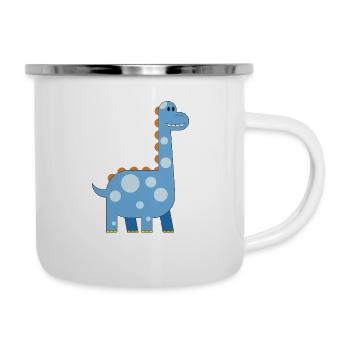 fröhlicher Dinosaurier Kuscheltier Kind süß Urzeit - Emaille-Tasse - Weiß - Rechts