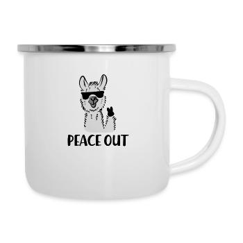 Peace Out Lama Alpaka LLama Tier Spruch Geschenk - Emaille-Tasse - Weiß - Rechts