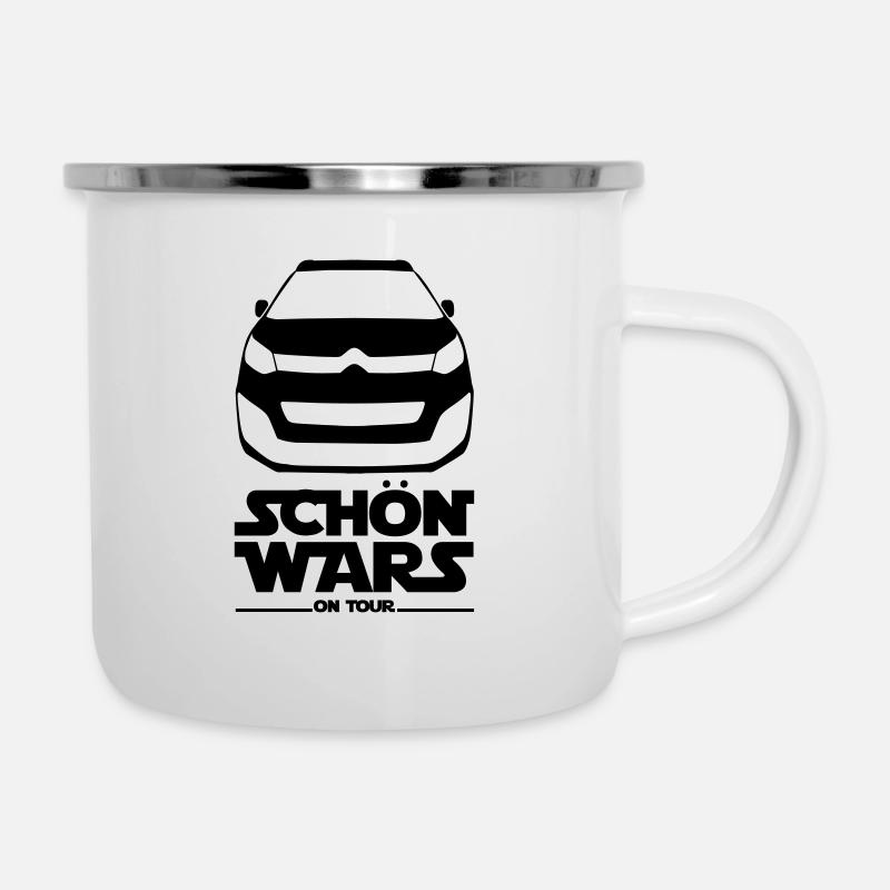 SCHÖN WARS - Camper Van Geschenk - Emaille-Tasse - Weiß