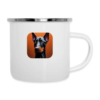 Doberman - Tasse émaillée - blanc - Droite