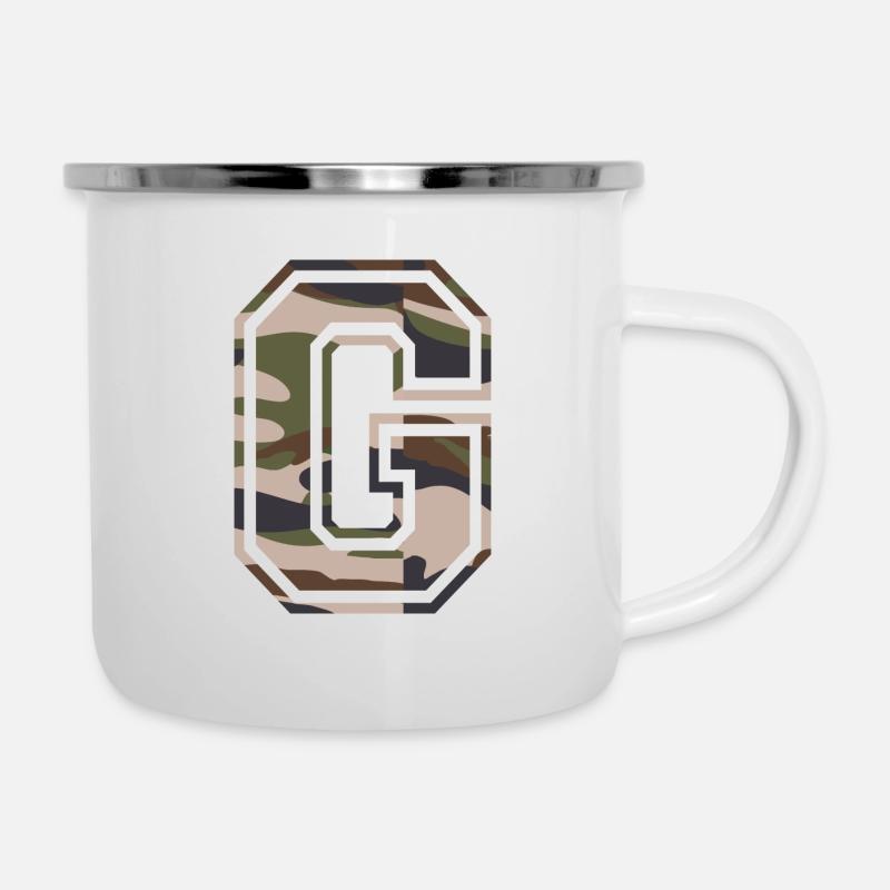G, Monogram, Camouflage Green-Brown - Camper Mug - white