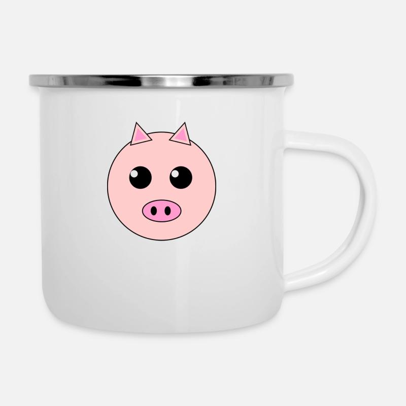 Schwein - Emaille-Tasse - Weiß