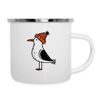 North Sea Harbor Moin Seagull Oiseau Bonnet Orange - Tasse émaillée - blanc - Droite