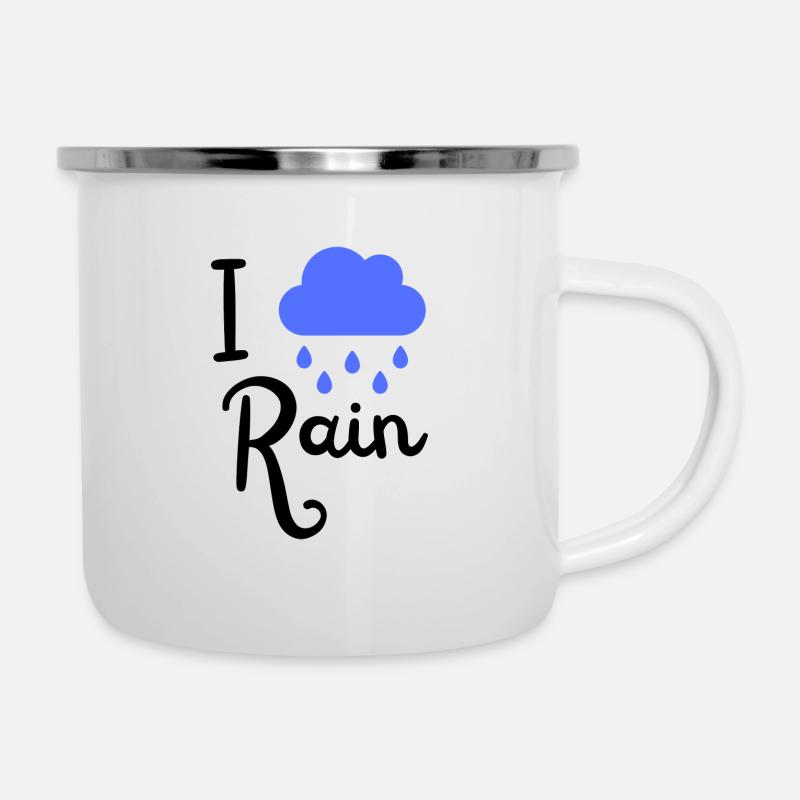 I Love Rain - Emaille-Tasse - Weiß