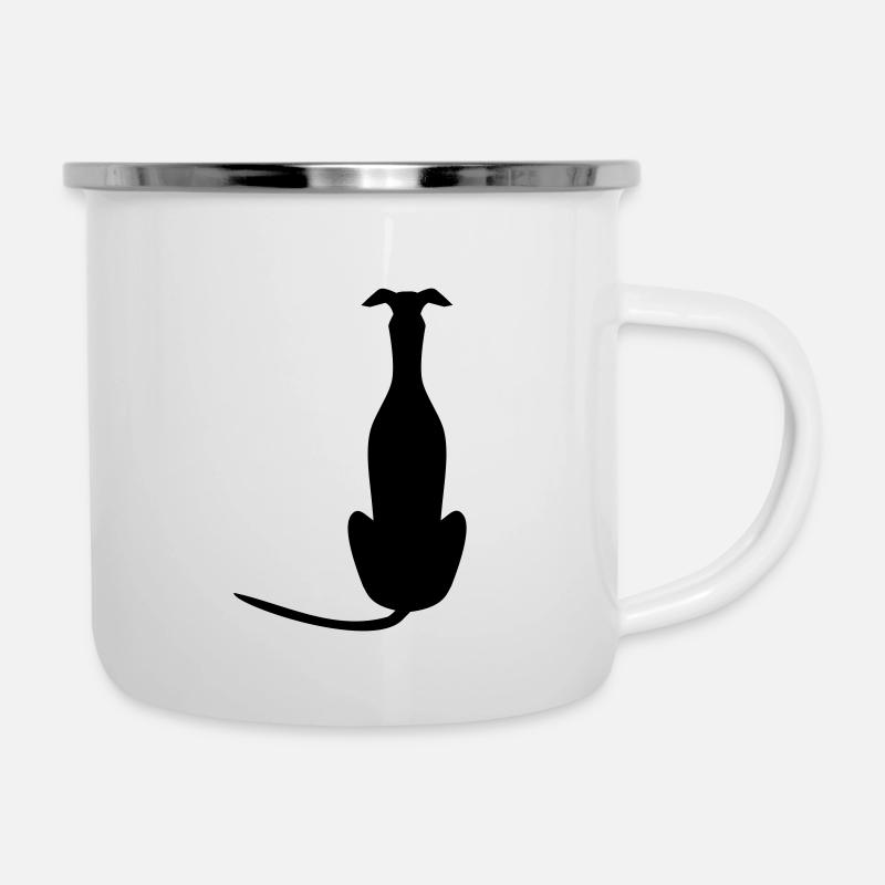 sitzender windhund - Emaille-Tasse - Weiß