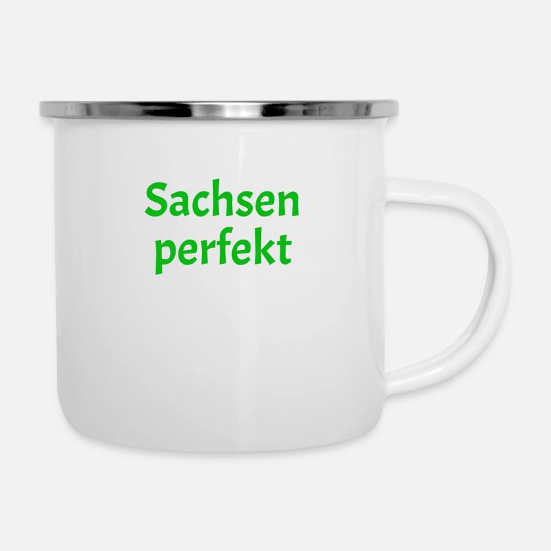Sachsen perfekt - Emaille-Tasse - Weiß