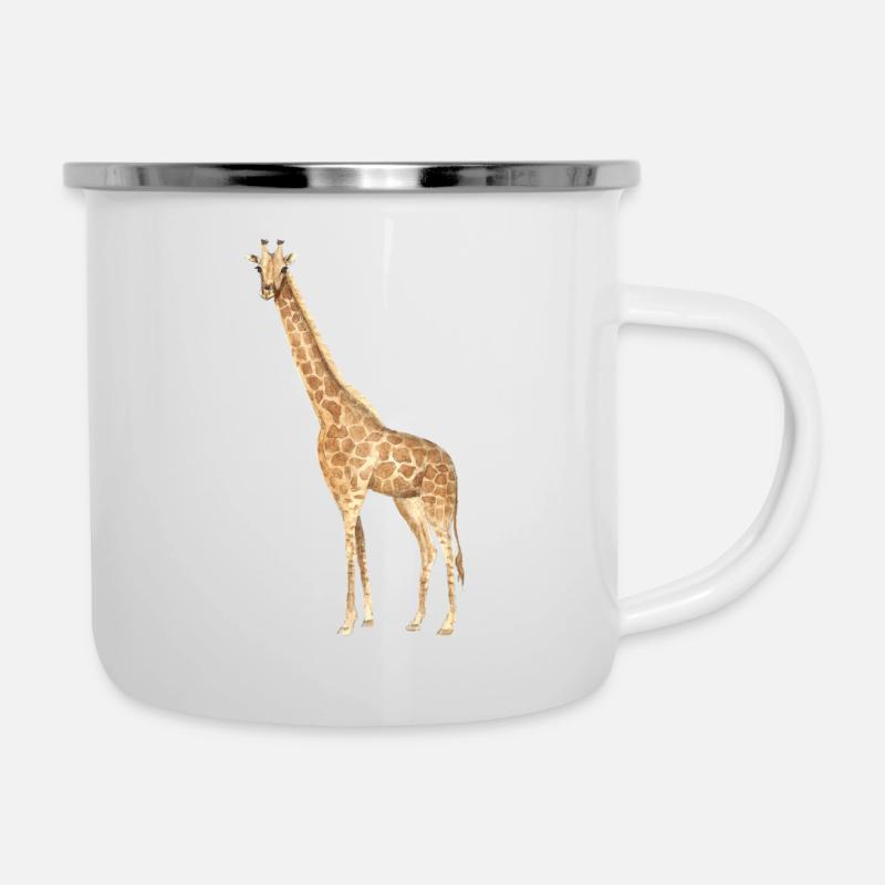 Giraffe - Emaille-Tasse - Weiß