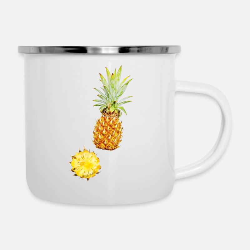 Ananas - Emaille-Tasse - Weiß