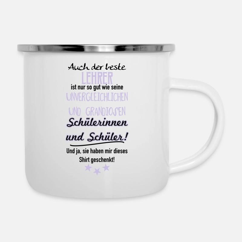 Bester Lehrer Shirt - Emaille-Tasse - Weiß