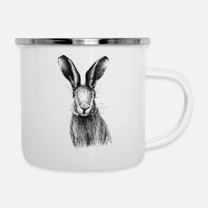 Hase - Emaille-Tasse - Weiß