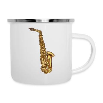 Saxophone saxophone - Tasse émaillée - blanc - Droite