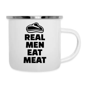 Fleisch - Emaille-Tasse - Weiß - Rechts