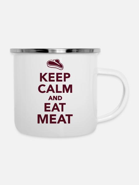 Fleisch - Emaille-Tasse - Weiß