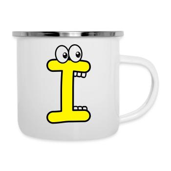 I - lettre I avec les yeux 👀 - Tasse émaillée - blanc - Droite