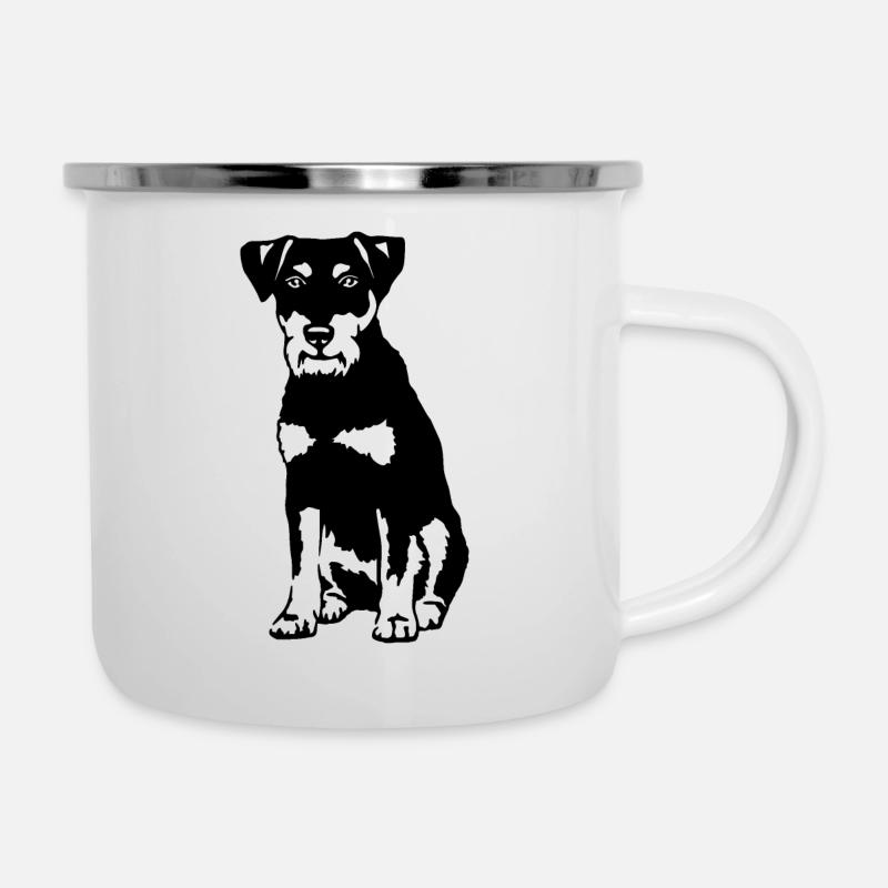 Deutscher Jagdterrier - Emaille-Tasse - Weiß