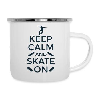 Skater Keep Calm And Skate on Skateboardfahrer - Emaille-Tasse - Weiß - Rechts