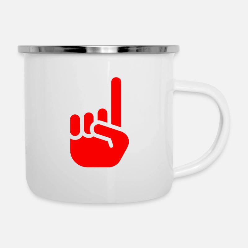 Index rouge - Tasse émaillée - blanc