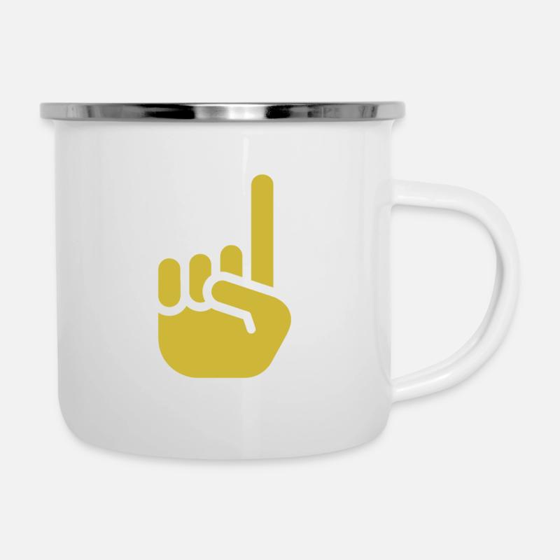 Index jaune - Tasse émaillée - blanc