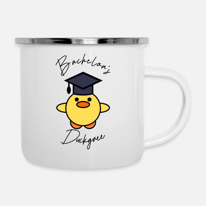 Bachelor`s Duckgree Degree - Emaille-Tasse - Weiß