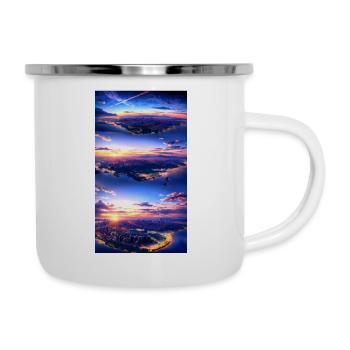 Landschaft mit 4 Bereichen, Generative KI - Emaille-Tasse - Weiß - Rechts