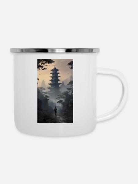 Apokalyptischer Abenteuer mit Tempel - Emaille-Tasse - Weiß
