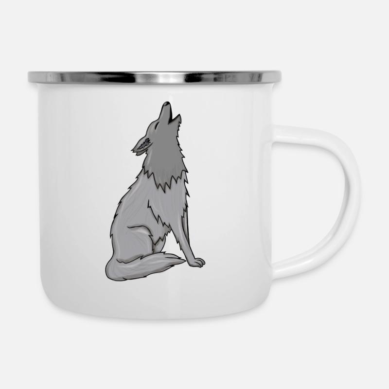 Wolf - Emaille-Tasse - Weiß
