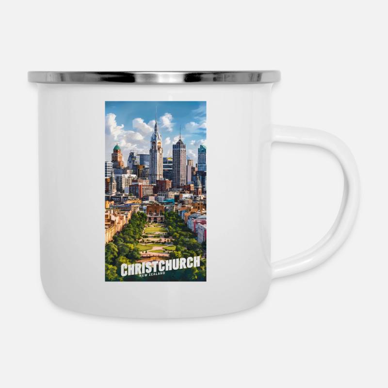 Christchurch - Emaille-Tasse - Weiß