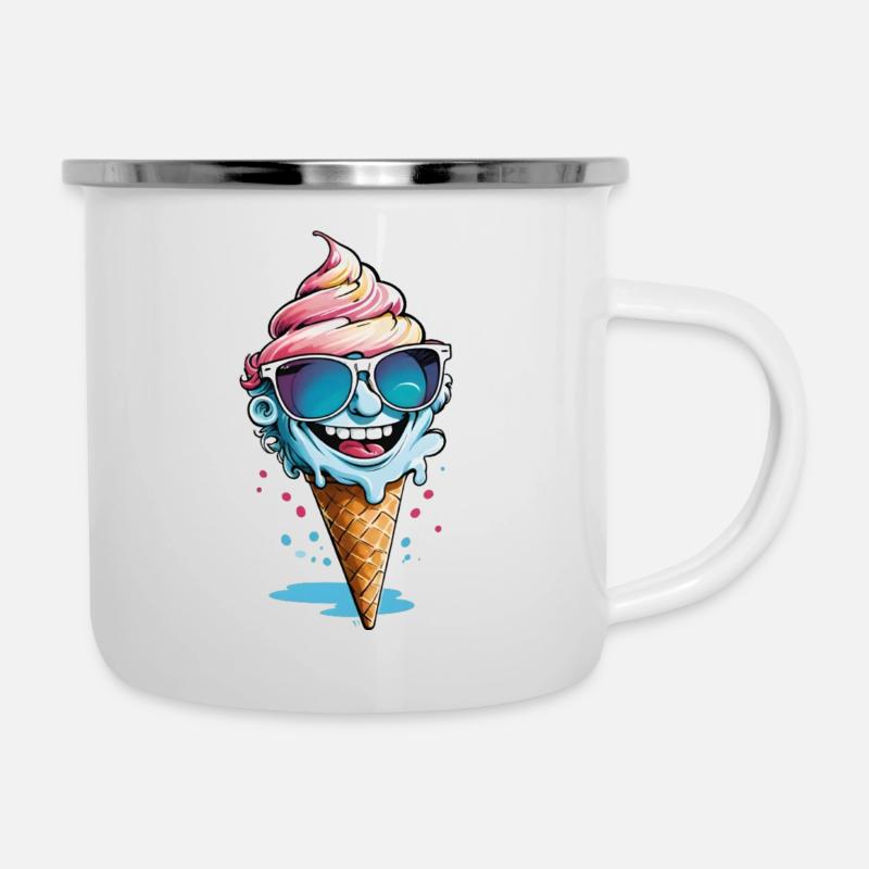 Eiscreme - Emaille-Tasse - Weiß