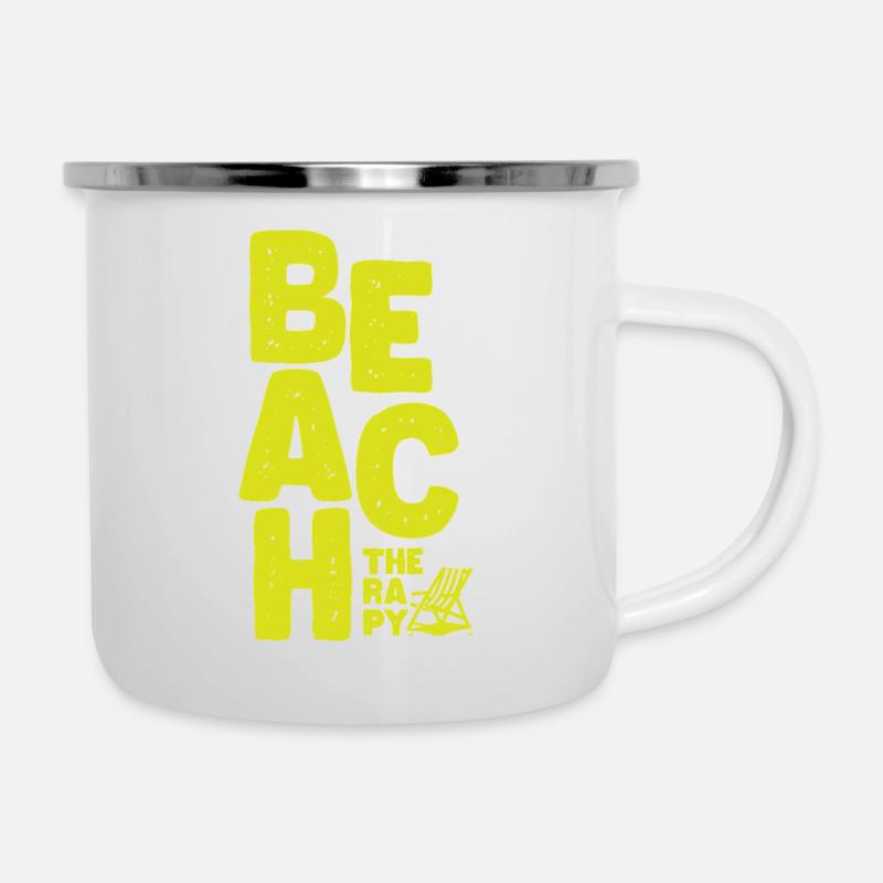 Beach Therapy - Emaille-Tasse - Weiß