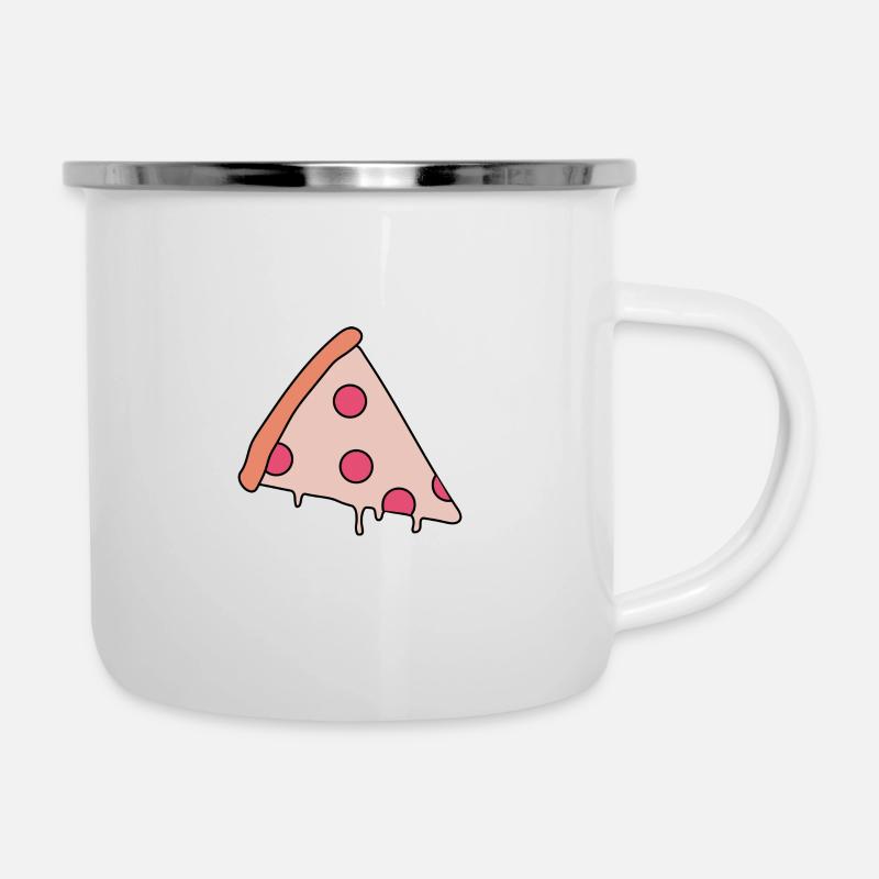 Pizza Slice - Emaille-Tasse - Weiß