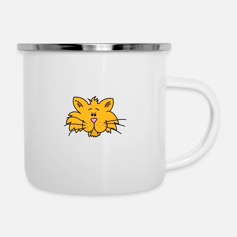 Löwe Comic Niedlich - Emaille-Tasse - Weiß