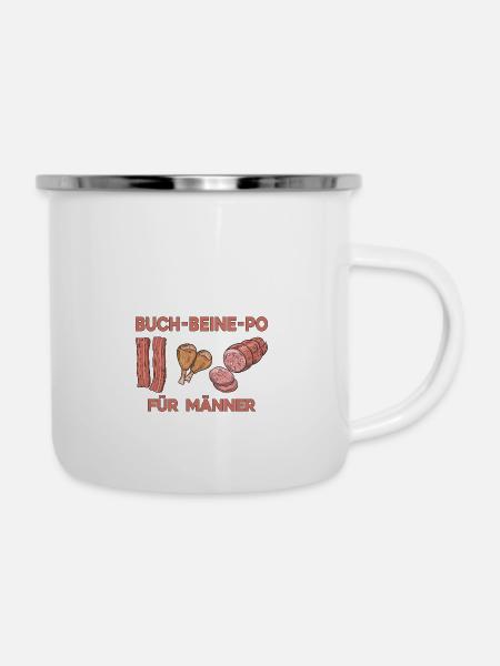 Fleisch Liebe Fleisch Schweinefleisch Hühnerfleisc - Emaille-Tasse - Weiß