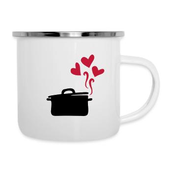 cuisiner avec beaucoup d amour kochen mit liebe - Emaille-Tasse - Weiß - Rechts