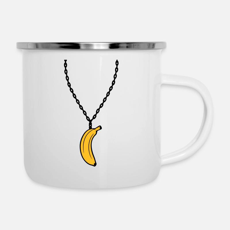 collier banane bijoux drôle fruit design clip-art - Tasse émaillée - blanc