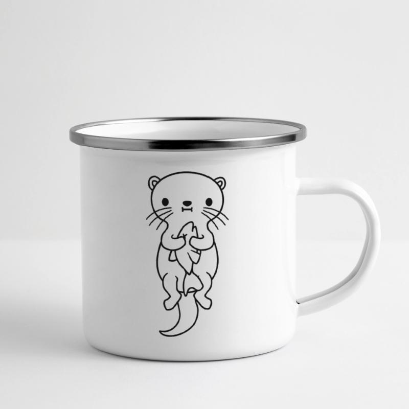 faim d’otter mange du poisson Tasse émaillée